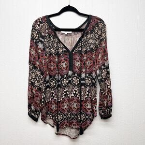 Daniel Rainn Dark Floral Womens Top Medium Cottagecore Bohemian Gardencore Flowy